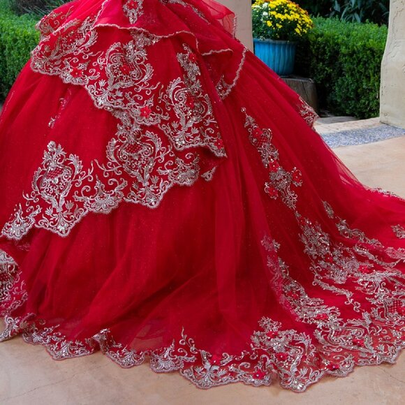 New Formal Quinceanera Gown w/ Floral Applique Details & Beads Embroidery GL3528 - Picture 15 of 15